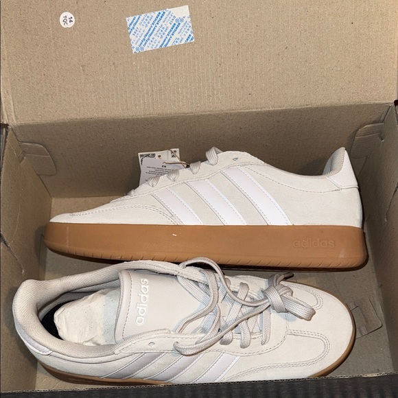 adidas Other - adidas Men’s White Sneakers with Gum Brown Sole BARREDA